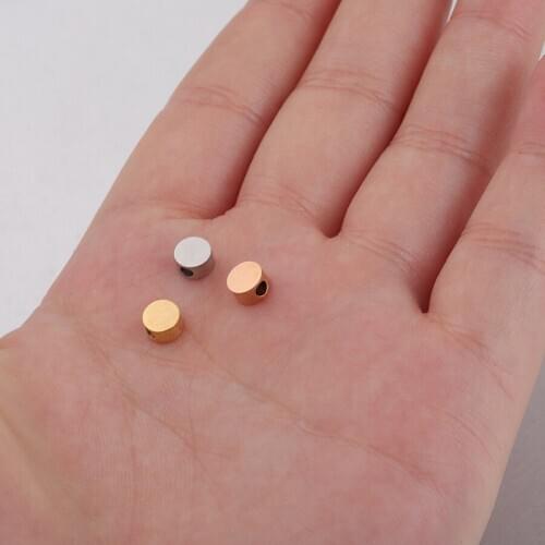 100% Stainless Steel 5mm Round Beads Charm 1.8mm Hole Circle Metal Bead Charms Mirror Polished Wholesale 30pcs