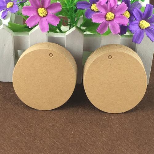 1000PCS 6cm Round Kraft PriceTag Blank Hang Tags Paper Gift Tags For DIY Jewelry/Boxes/Notebook/Cosmetics/Cup/Bags/handicraft