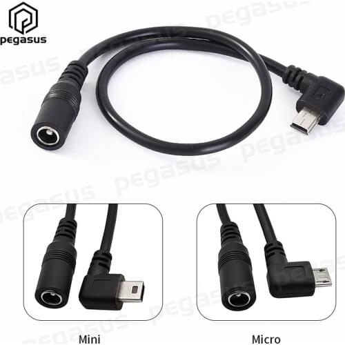 3A Elbow 90 Degree Micro Male / Mini Male to DC 5.5mm*2.1mm Female Power Charging Conversion Cable