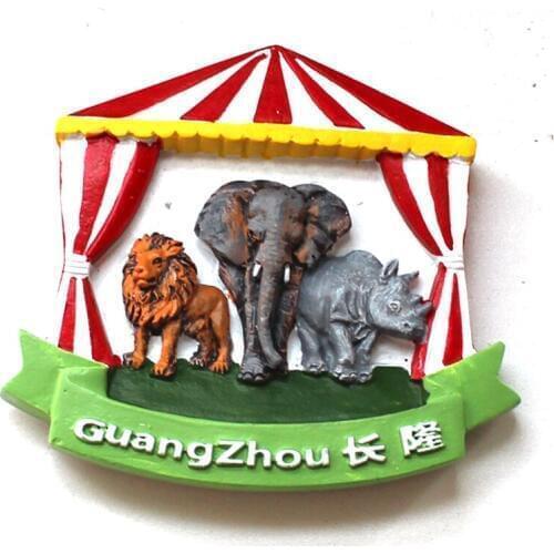 Handmade Painted Guangzhou Chimelong Animal 3D Fridge Magnets China Tourism Souvenirs Refrigerator Magnetic Stickers Gift