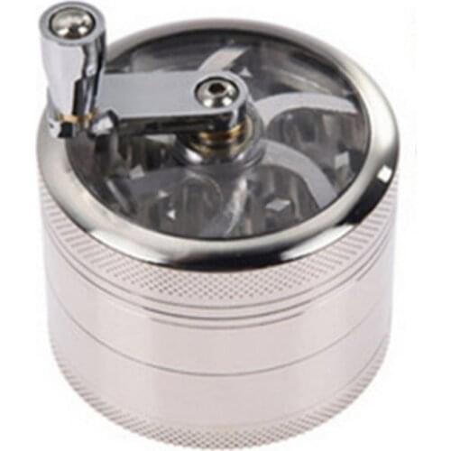 4 Layers Tobacco Spice Grinder Herb Weed Grinder with Mill Handle Silver Kitchen Accessories Gadget Cooking Tools Hot Sale