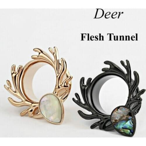 8Seasons Crystal Deer Flesh Tunnel Ear Piercing Dilator Plug and Gauge Ear Studs Unisex Christmas Party (size: 6MM-16 MM) , 1 PC