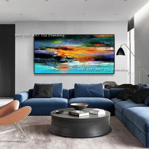 Abstract Sunset Scenery Oil Painting Colorful Sky Oil Painting Art Poster Picture of The Living Room Home Decoration Wall Gift