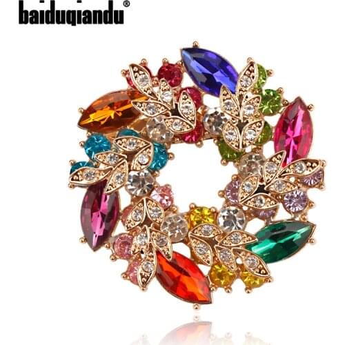 Beautiful Crystal Diamante Floral Garland Brooches Flower Pins in Assorted Colors for Women