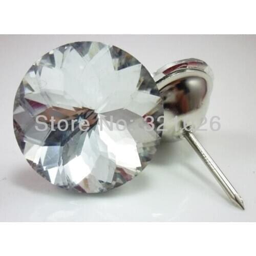 Free shipping 50PCS/LOT 25MM Clear Color Redbud Crystal Glass Tacks/Nails For Sofa Industry Or Other Decoration Fileds. ZJD2550
