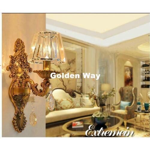 Free Shipping Crystal Wall Lamp Decor Bronze Wall Sconce Interior Wall Lights Decorative E14 Wall Sconces For Bedroom Lighting