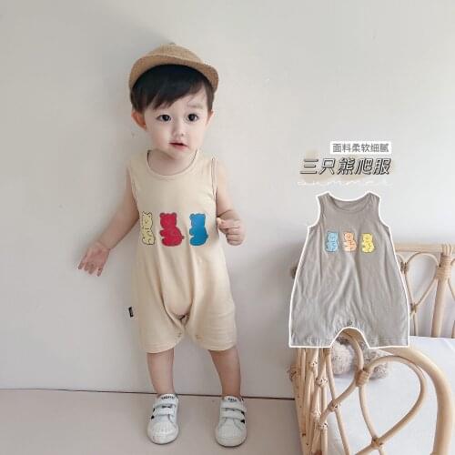 Childrens one-piece clothes in summer thin baby going out Harbin clothes childrens summer new clothes vest bag fart clothes