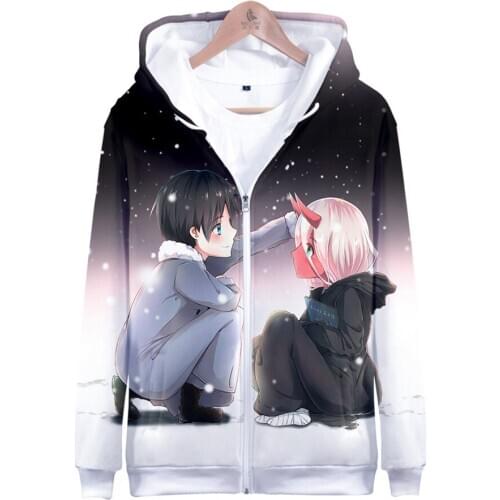 Harajuku DARLING In The FRANXX 3D Kpop Kids Zipper Hoodie Sweatshirt Hipster Anime Zero Two High quality Hoody Unisex Cute Coat