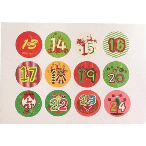 DIY Merry Christmas Advent Calendar Number Paper Sticker Stickers Labels Cookie Candy Decoration Packaging Digital Sealing O5D7