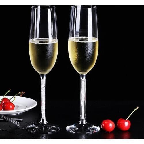 French Chic Romantic Wedding Champagne Glasses Broken Diamonds Fill Cup Feet Party Sparkling Wine Crystal Goblet Liqueur Flutes
