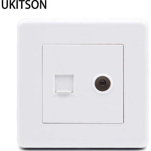 Glossy Wall Plate RJ11 Phone Socket With Coaxial Cable TV Plug Interface 86x86mm