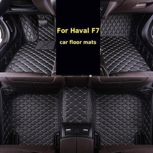 Hivotd For Haval F7 F7X 2019 2020 Car Floor Mats Leather Foot Pads Anti-dirty Waterproof Anti-slip Cover Interior Accessories
