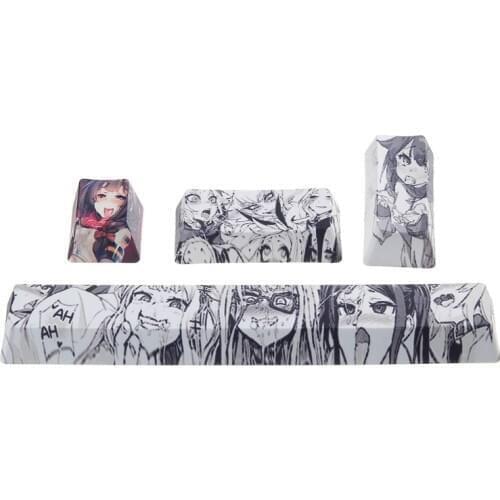 Japanese Anime PBT Space Keycaps Ahegao Keycaps 6.25U ESC Spacebar Caps For Mechanical Keyboard Switches Keycaps 4Pcs