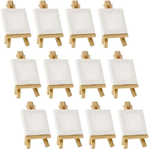 Mini Wood Easel Set For Painting Drawing School Student Artist Supplies, 12 Pack