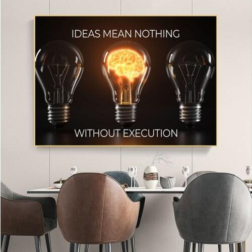 Motivational Art Canvas Painting Incandescent Light Bulb Execution Posters and Prints Wall Art Picture Living Room Design Decor