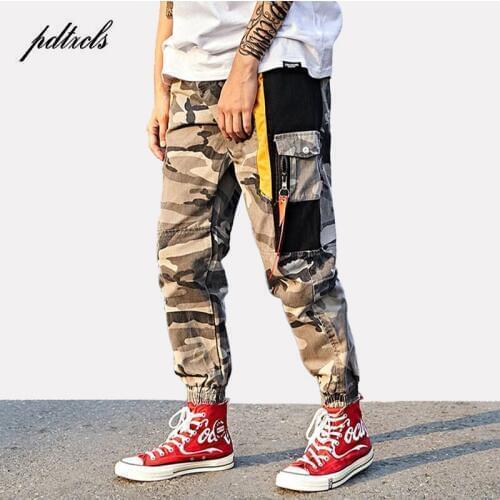49New Color Block Camouflage Cargo Joggers Pants 2018 Mens Hip Hop Casual fashion Camouflage Streetwear Ankle-Length Cotton Pant