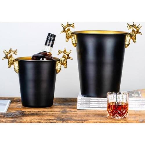 Stainless Steel Wine Ice Bucket Deer Head Wine Cooler Freeze Barrel Home Party Bar Champagne Whiskey Beer Ice Bucket Kitchen