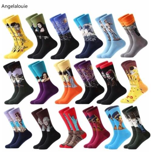 5pairs Happy Funny Men Graphic Socks Combed Cotton Omelette Frog Crazy Burger Salmon Corn Avocado Bird Fish Sock Christmas Gift