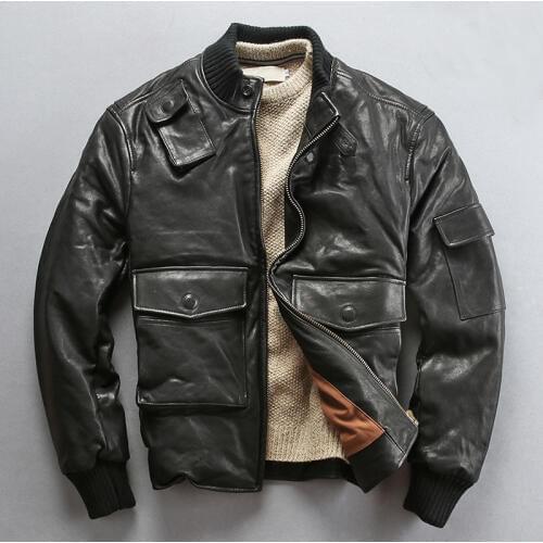 Factory 2019 New Men Genuine Leather Down Coats Avfly Fashion Sheepskin Pilot Jackets Winter Russia Coats Free Shipping