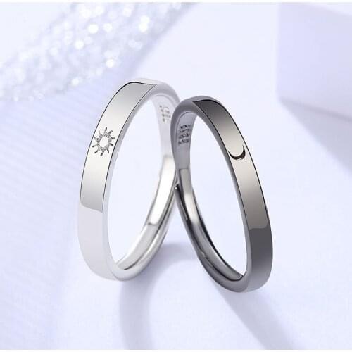 2021 New Hot Wedding Paired Finger Rings For Couple Sun Moon Deer Leaf Wave Mountain Cuff Cute Women Lover Jewelry Party Gifts