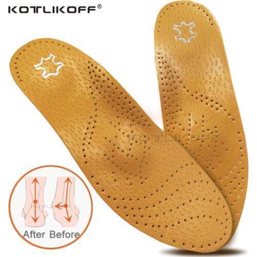 Unisex Premium Leather Orthotic insole for Flat foot Shoe Insoles High Arch Support orthopedic Pad for Correction OX Leg Health