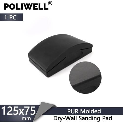POLIWELL 1PC 125x70mm PUR Molded Hand Sanding Block Dry-Wall Sanding Pad for Abrasive Paper