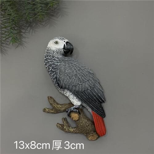 QIQIPP Creative Magnet Fridge Magnet Three-dimensional Animal Bird Grey Parrot Fridge Magnet Resin