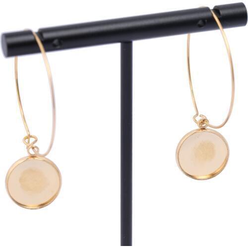 10pcs Stainless Seel Gold Circle Hoop Earring Base Blanks 12mm Cameo Cabochon Setting Trays Diy Bezels For Jewelry Making