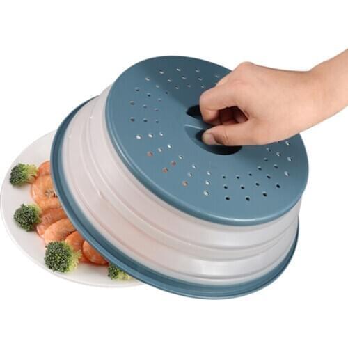 10.5 inch Collapsible Microwave Cover Lid Folding Silicone Plate Cover Colander Strainer for Fruit Vegetables Fresh-keeping Lids