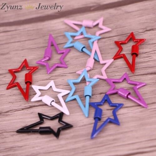 5PCS, DIY Jewelry Star Clasps Lock Carabiner Enamel Copper Connector For Jewelry Making Findings
