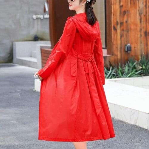 2021 Summer Korean Version Super Fairy Sunscreen Clothing Womens Long Fashion Ice Silk Breathable Sunscreen Windbreaker Jackets