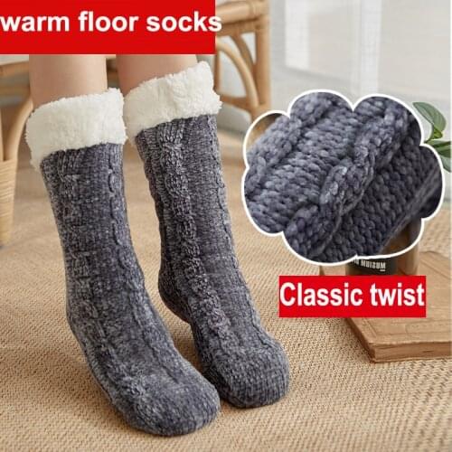 Winter warm socks women snow Carpet thick Velvet Slippers calcetas lana largas mujer meia termica feminina skarpety damskie