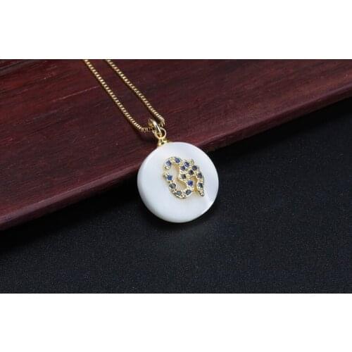 Dark blue cz glass paved charm bead mother pearl shell pendant & choker necklace for women daily jewelry