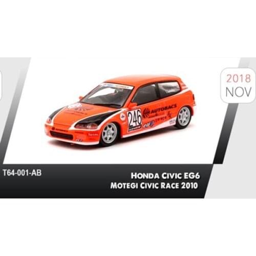 1:64 2010 Honda Civic EG6 246 Orange Alloy toy cars Metal Diecast Model Vehicles For Children Boys gift hot
