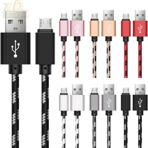 1m 2m 3m Nylon Micro USB Cable 2A Fast USB Charging Cord Data Cable for Samsung Huawei Android Charger Cable Wire 300pcs/lot