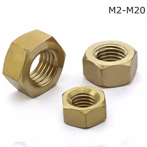 20PCS M10 M12 Hex Copper Nut Hexagon Brass Nuts Hexagonal Nut Screw Nut