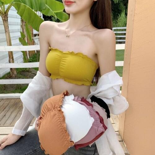 2021 New Seamless Women Tube Tops Strapless Sexy Bra Crop Top Back Closure Bandeau Top Underwear Female Strapless Bra Wrap Top