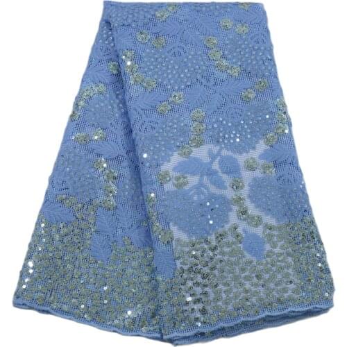 Sequins Mesh Lace Embroidery African Nigerian Net Laces Fabrics 2021 Blue High Quality Sequins Laces Fabric For Wedding Party