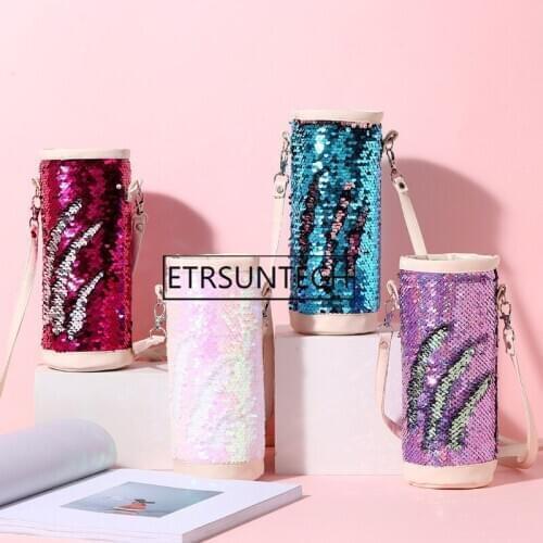 30pcs Sequins Water Bottle Cover Kettle Shoulder Bag Leakproof Portable Student Vacuum Cup Water Bottle Carrier Bag