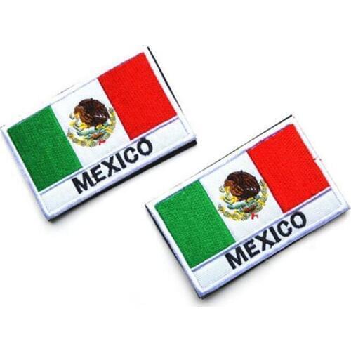 3D Embroidery Mexico Flag Patch Backpack Bag Jacket Armband Badge Special Patch for Clothes Hook and Loop Sticker