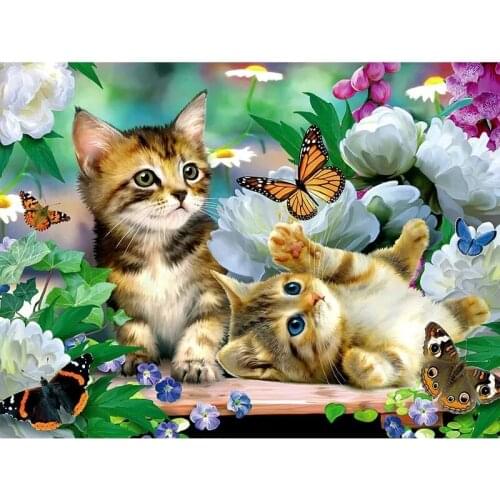 5d Diy Diamond Painting Full Square/Round Diamond "Cute Cat" Diamond Embroidery Cross Stitch, Mosaic, Home Decoration, Gift
