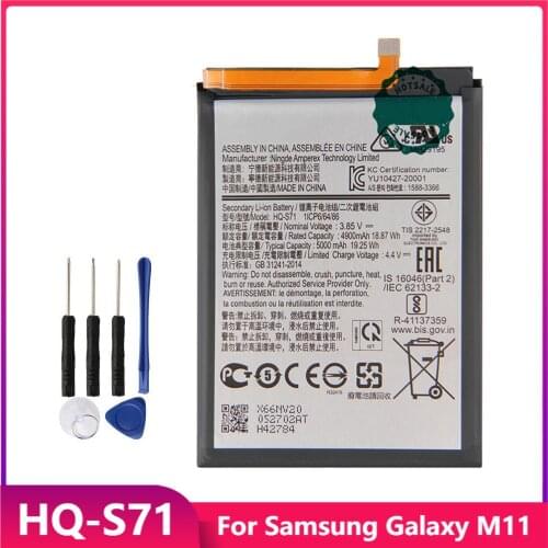 Original Phone Battery HQ-S71 For Samsung Galaxy M11 Replacement Rechargable Battery 5000mAh With Free Tools