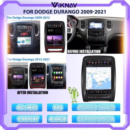 12.1Inch Car Radio For Dodge Durango 2009-2021 Tesla Style Vertical Screen GPS Navigation Audio Stereo Multimedia Player