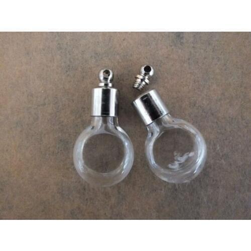 Free ship!!! 6mm Screw cap ball glass vial pendant Small tube glass wishing art necklace pendant Oblate glass globe bottle