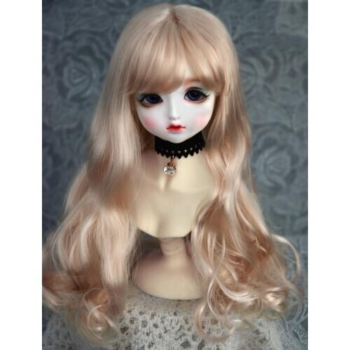 BJD doll wig suitable for 1-3 1-4 1-6 size air bangs wave milk silk long hair doll accessories
