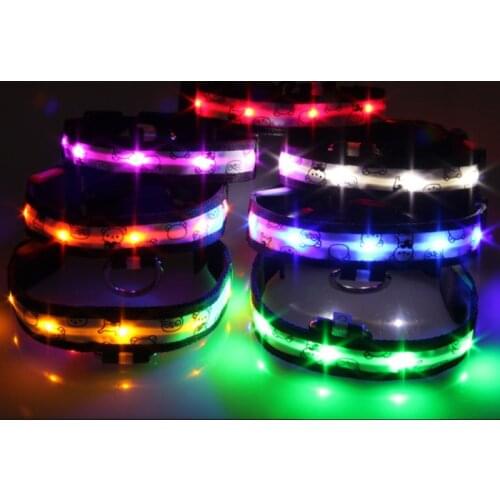 Cheervivi Glow Led Dog Collar Anti-Lost Nylon Cartoon Shiny Light Flash Pet Collar for Dogs Cat Night Cool Pet Supplies Products