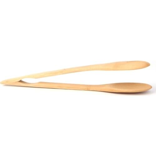 Bamboo Wooden Food BBQ Salad Toast Tongs Cake Pastry Tea Clip Clamp Kitchen Tool T84F