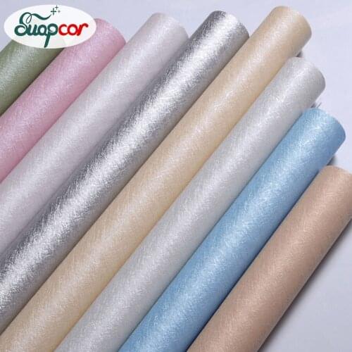 Room Background Wall Decoration Bedroom Waterproof Moisture-proof Solid Color Wall Stickers Silk Texture Self-Sticking Wallpaper