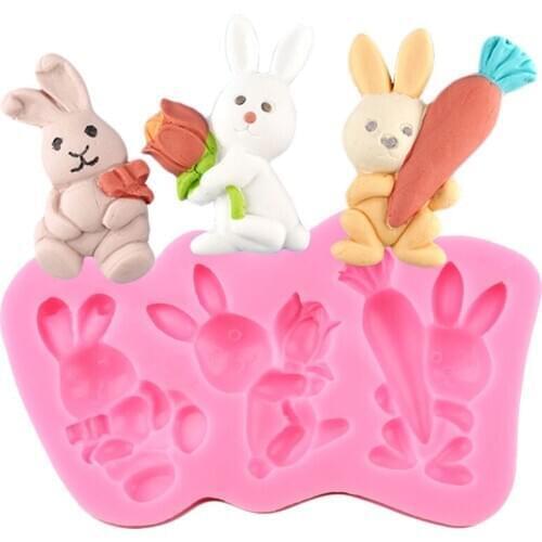 Rabbit Carrot Silicone Molds 3D Craft Resin Clay Fondant Mould Cake Decorating Tools Candy Chocolate Gumpaste Moulds