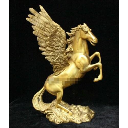 Chinese Feng shui Bronze Brass lucky Wealth Animal Fly Zodiac Year Horse Statue